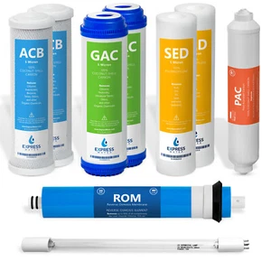 1 Year Ultraviolet Reverse Osmosis System Replacement Set – 10 Filters – 50 GPD - Picture 1 of 9