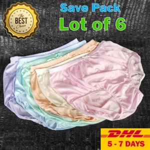 6x Lingerie Nylon Full Panties Brief Plus Size 3XL Womens Underwear Granny Vinta - Picture 1 of 9