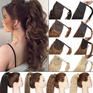 Straight High Drawstring Ponytail Clip in 100% Remy Human Hair Extensions 100g 6 - Picture 1 of 28