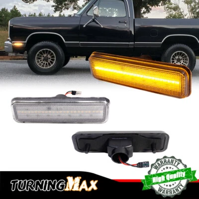 Lente transparente 2 peças âmbar LED luz indicadora lateral canto frontal para Dodge D100 D150 D250 - Imagem 1 de 4