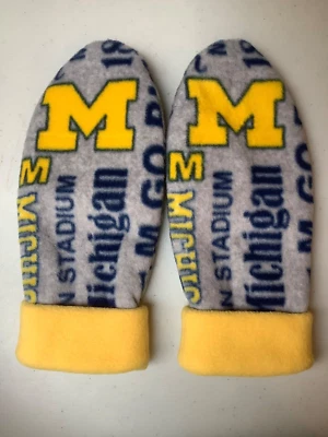 WOLVERINES HANDCRAFTED womens MITTENS UNIV MICHIGAN fleece gloves U of M - Image 1 of 4