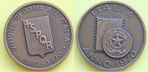 MEDAGLIA GETTONE TOKEN - ITALIA ANNO 1970 - UNIONE DI ROMA ALL'ITALIA 1870/1970 - Picture 1 of 1
