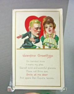 Valentin Grüße antik vintage geprägt mit Paar Postkarte - Bild 1 von 2