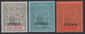 Sg 153, 154 & 155 Mauritius 1900-05. 1r-5r Überdruckt Specimen. Sehr Leicht - Bild 1 von 1