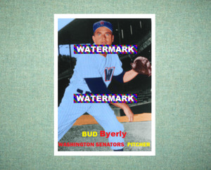 Bud Byerly Washington Senators 1957 Style Custom Baseball Art Card