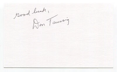 Don Taussig Signed 3x5 Index Card Autograph Baseball MLB San Francisco Giants - Image 1 of 2