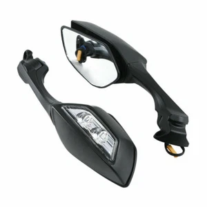 Black Rear View Mirrors Turn Signals For Kawasaki Ninja ZX10R ZX-10R 2016-2020 - Picture 1 of 8