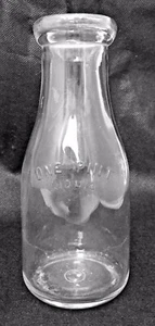 Botella de leche líquida recargable de una pinta de vidrio transparente - Imagen 1 de 7