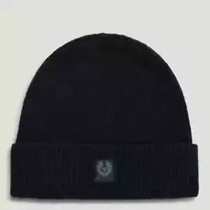 BELSTAFF DOCK PHOENIX PATCH WOOL BEANIE HAT DARK INK NAVY ONE SIZE RRP £70 BNWT - Picture 1 of 2