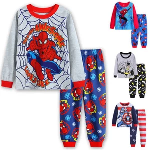 Boys Kids Pyjamas Outfits Nightwear Spider-man Avengers Sleepwear Super Hero PJs - Picture 1 of 14