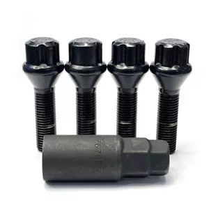 TPi 14x1.50 Black Tapered 40mm Locking Alloy Wheel Bolts Eco Lock Bolts Set - Picture 1 of 6