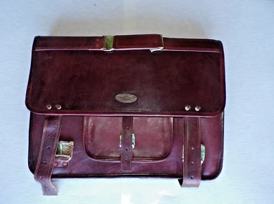 Laptop Messenger Briefcase Bag Satchel Men's Genuine Handmade Leather; aS - Image 1 of 4