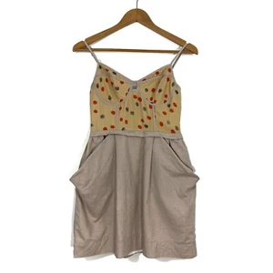 Hype Women’s Size 4 Small Brown Silk Linen Polka Dot Bustier Inspired Mini Dress - Picture 1 of 14