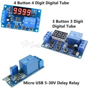 DC12V/Micro USB 5-30V Cycle Delay 3/4 Button Timer Control Relay Switch Module - Bild 1 von 29