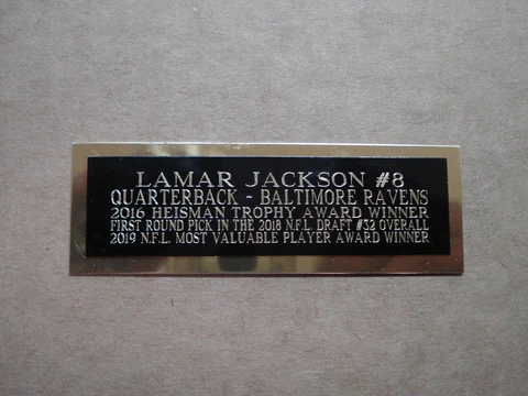 Lamar Jackson Football Card Baltimore Ravens Card Plaque Nameplate 1" X 3" Cover
