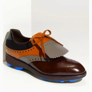 Scarpe da uomo in pelle fatte a mano kilties tricolore stringate eleganti scarpe Oxford - Foto 1 di 5