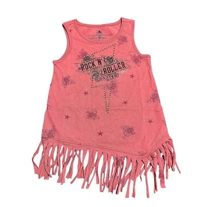 Disney NWT Rock n Roller Coaster Fringe Tank Top Roses Stars Girls Size Small - Picture 1 of 5