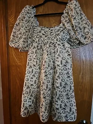 Worth Collective Melody Pleated  Back Bow Dress Sz M Tea Party Print Girly - Image 1 of 4