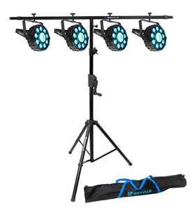 (4) Chauvet DJ FX Par 9 DMX Multi-Effect LED, SMD RGB+UV Lights+Crank Up Stand - Picture 1 of 12