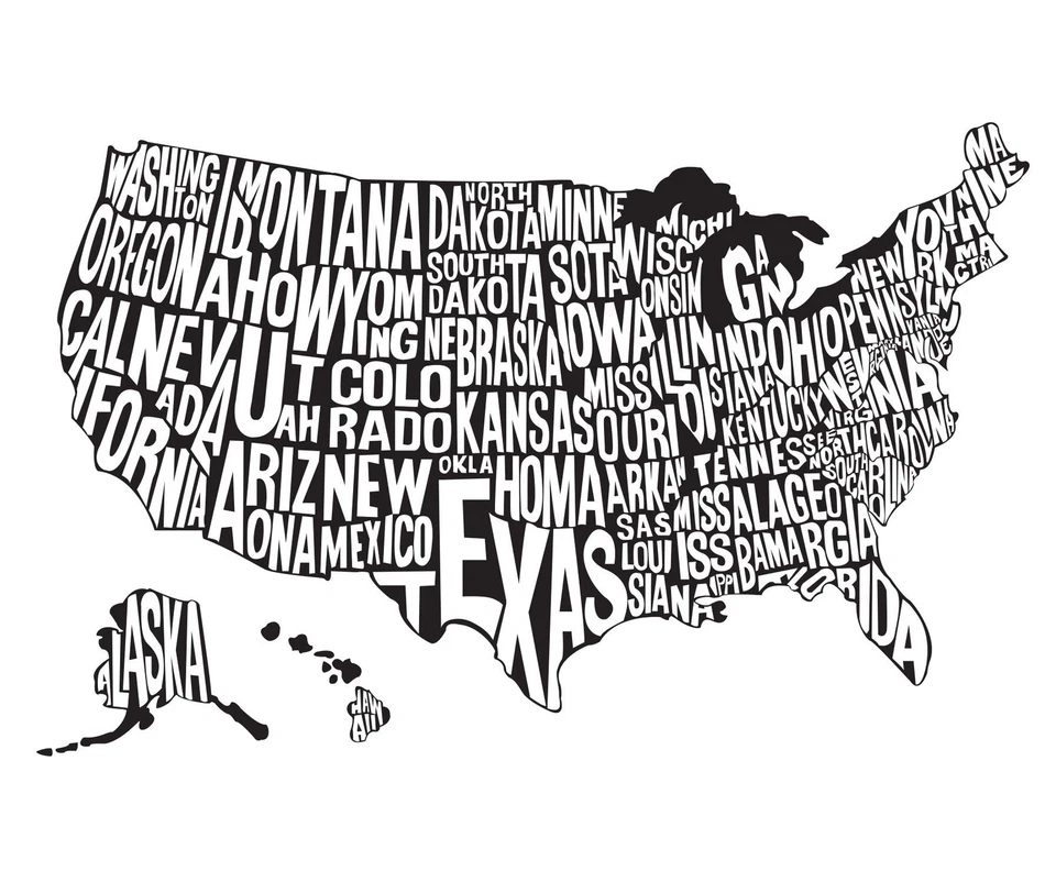 USA Map. United States of America Map wall decal. Office Wall Decor. Kid's Room. - Image 1 of 4