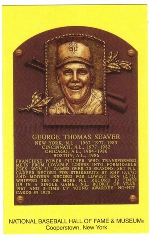 TOM SEAVER HALL OF FAME PLAQUE POSTCARD HOF NEW YORK METS Cover