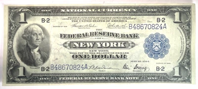 1918 $1 (AU++) NATIONAL CURRENCY NOTE FED RESERVE BANK OF NEW YORK B48670824A - Image 1 of 2