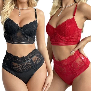 Damen Sexy Dessous Spitze Babydoll BH Tanga Set Nachtwäsche Unterwäsche Nachtwäsche - Bild 1 von 14