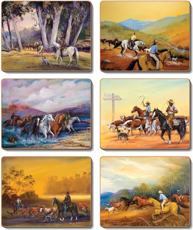 Country Kitchen Man From Snowy River Cinnamon Cork Backed Placemats Set 6 - Image 1 of 1