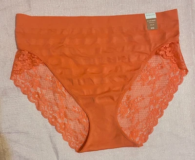 Calcinha Ambrielle - Hot Coral Nylon Renda Corte Alto Sem Costura Tamanho XXL/9 Nova com etiquetas - Imagem 1 de 3
