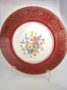 Century by Salem 23 Karat GOLD Encrusted 10" DINNER PLATE Floral - Picture 1 of 7