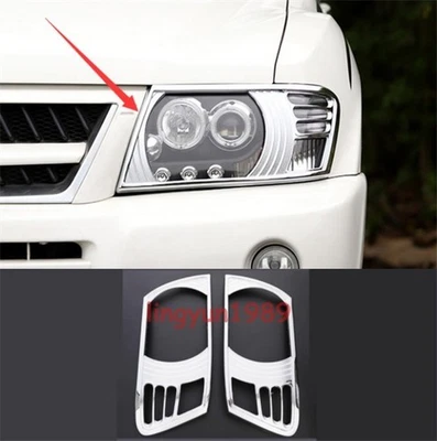 Cubierta de marco de faros delanteros ABS cromada para Mitsubishi Pajero Montero 2000-2006 Foto 1 de 4