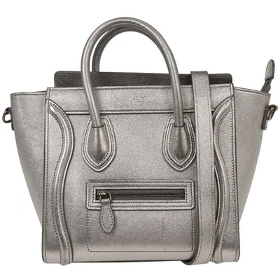 Celine Silver Leather Nano Luggage Tote Bag S-CU-4118 134745 - Image 1 of 4