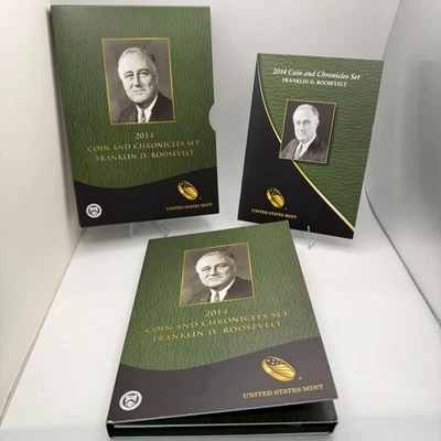 2014 Franklin D Roosevelt Coin & Chronicles Set US Mint Silver Dollar $1 OGP COA - Image 1 of 4