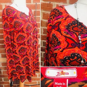 JOE BROWNS Size 20 Orange Floral Top Blouse Autumn Stretchy Excellent L10 - Picture 1 of 8