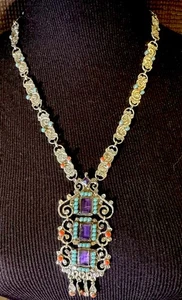 ANTIQUE STERLING NECKLACE ESCORCIA 950 MEXICO TP 120 STATEMENT PIECE - Bild 1 von 15