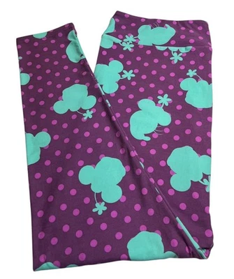 Leggings LuLaRoe DISNEY TC2 Alto Curvilíneo 2 PÚRPURA Minnie MOUSE Lunares Mickey Foto 1 de 4