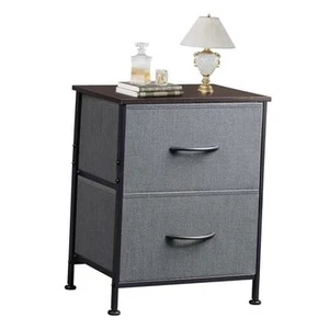 Nightstand, 2 Drawer Dresser for Bedroom, Small Dresser 1 Piece A-dark Grey - Picture 1 of 7