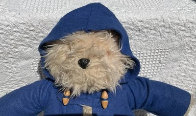 1980 Paddington Bear 1980 Gabrielle Design Yellow Boots Blue Toggle Felt Jacket - Image 1 of 4