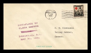 DR JIM STAMPS US COVER AMERICAN RED CROSS FDC SCOTT 702 CLARA BARTON BIRTHPLACE - Picture 1 of 2