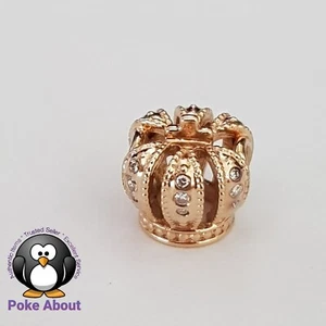 Genuine Pandora 14ct Gold Majestic Crown Charm 0.108 TDW h/vs Diamonds 750453D - Bild 1 von 11