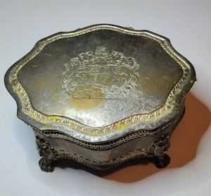 Royal Crest Silberplatte Schmuckkästchen Dieu et Mon Droit Löwenkralle Füße versandkostenfrei - Bild 1 von 9