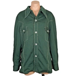 VTG Raritan 70s Green Peak Collar Button Up Jacket Flannel Style Shirt Sz 46 EUC - Picture 1 of 7