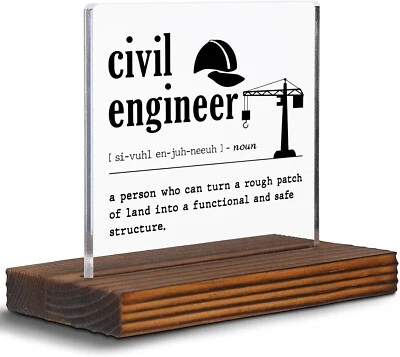 Funny Civil Engineer Clear Desk Decorative Sign, Work Anniversary Appreciatio... - Image 1 of 4