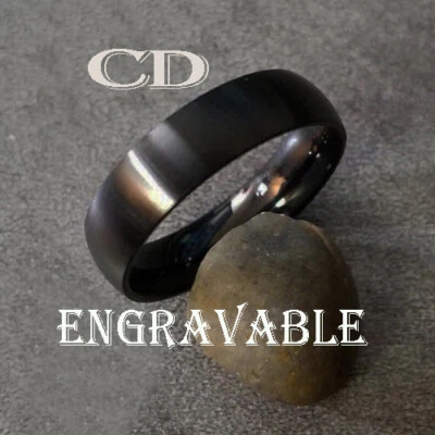 Men's Personalized Matte Black Promise Ring Band - Engrave Promise Ring For Guys - Image 1 of 4