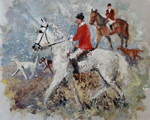 YARY DLUHOS Hunter Jump Horses Equestrian Sport Equine Original Art Oil Painting