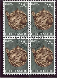 STAMP TIMBRE LIECHTENSTEIN OBLITERE BLOC DE 4 N° 632 NOEL SCULTURE BAROQUE - Imagen 1 de 1
