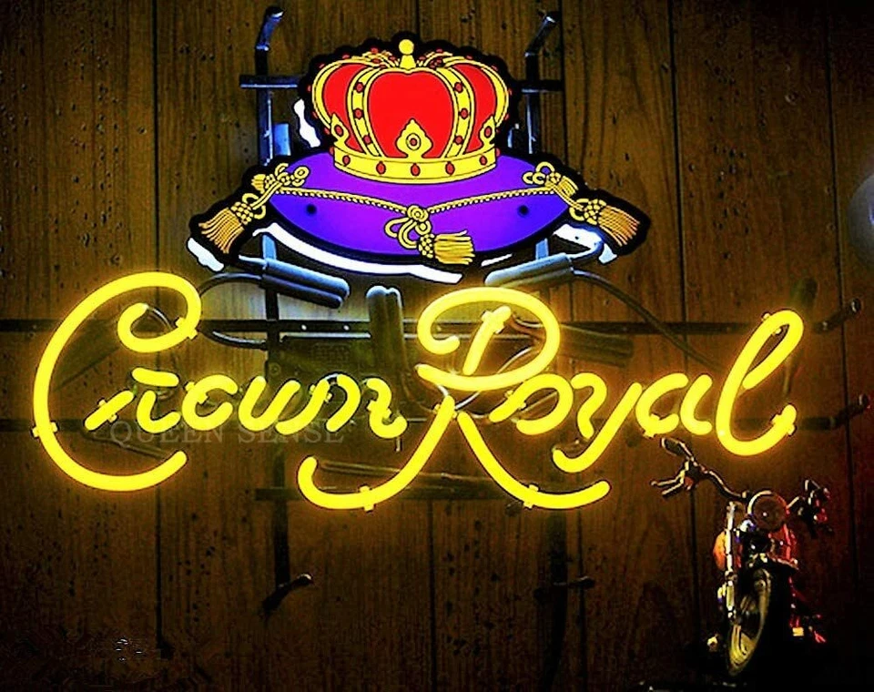 New Crown Royal Logo Neon Light Sign 20"x16" Beer Lamp Whiskey Bar Display Gift - Image 1 of 4