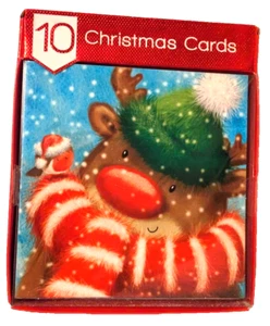 Giftmaker Pack 10 Square Christmas Cards 2 Designs Traditional Cute Festive Eco - Picture 1 of 2