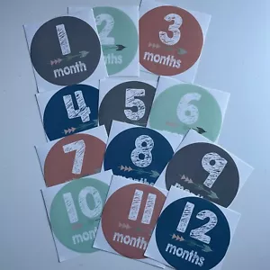 Monthly Baby Milestone Decal Stickers Set of 12 Gender Neutral Brand New - Picture 1 of 10