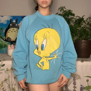 Vintage TM & Warner Bros 1995 Tweety Bird Talk To The Hand Crew Neck Sweatshirt - Picture 1 of 11